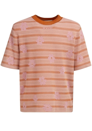 Marni intarsia-logo knitted cotton T-shirt - Orange