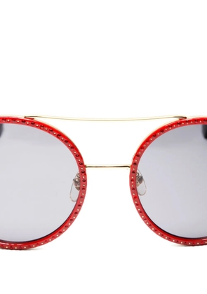 Gucci Pre-Owned 2010s round-frame rhinestone sunglasses - Red