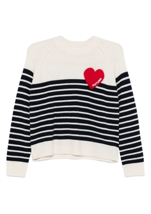 FROM FUTURE striped heart-motif sweater - White