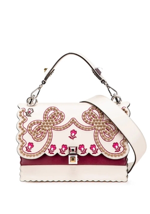 Fendi Pre-Owned 2010-2025 Medium Vitello Liberty Lucido Flowers and Bows Scalloped Studded Kan I satchel - Brown