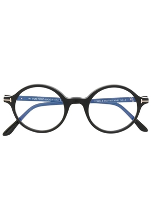 TOM FORD Eyewear logo-plaque round-frame glasses - Black