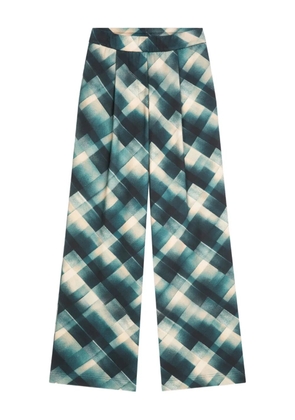 DRIES VAN NOTEN pleated geometric-pattern trousers - Green