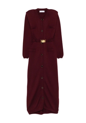 Rowen Rose button belted cardi-coat - Red