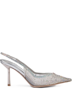 Le Silla 80mm Nicole crystal-embellished slingback pumps - Silver