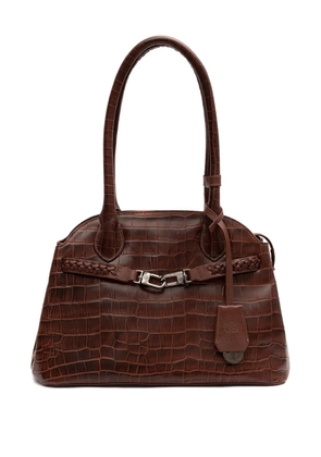 Isla braided crocodile-effect shoulder bag - Brown
