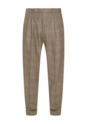 GTA Pantalone pleated check pants - Brown