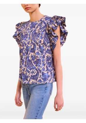 Ulla Johnson floral-print ruffled blouse - Blue
