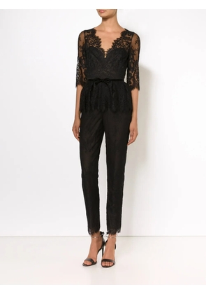 Marchesa Notte V-neck lace-detail jumpsuit - Black