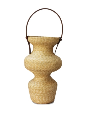 catarzi raffia leather-detail vase - Neutrals