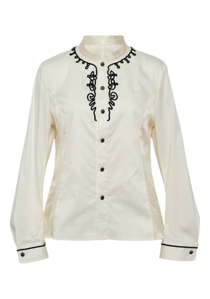 Renli Su detail-embroidery button shirt - Neutrals