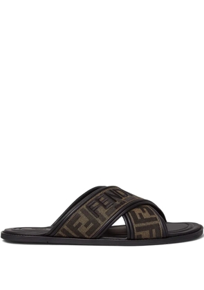 FENDI logo-pattern sandals - Black