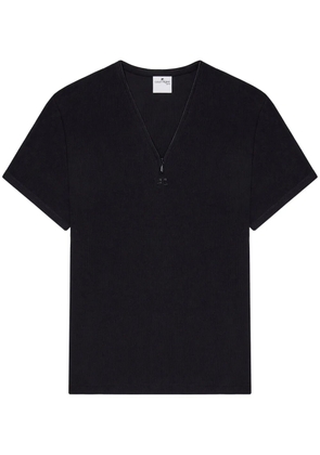 Courrèges 90's V-neck ribbed T-shirt - Black