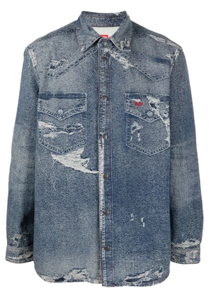 Diesel distressed long-sleeve denim shirt - Blue