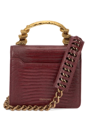 Roberto Cavalli snake-embellished top-handle shoulder bag - Red