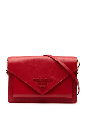 Prada Pre-Owned 2010-2025 Mini City Calf Trimmed Saffiano Monochrome Envelope crossbody bag - Red