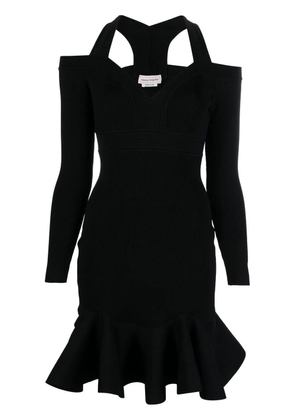 Alexander McQueen V-neck knitted mini dress - Black