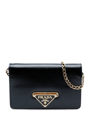 Prada Pre-Owned 2010-2025 Saffiano Vernice Flip Lock Wallet on Chain Clutch crossbody bag - Black
