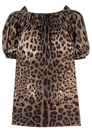 Dolce & Gabbana leopard-print off-shoulder top - Brown
