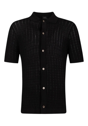 Tagliatore button striped knit shirt - Black