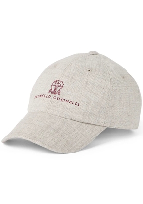 Brunello Cucinelli embroidered flannel cap - Neutrals
