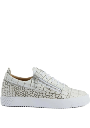 Giuseppe Zanotti Frankie crocodile-effect zip sneakers - Neutrals