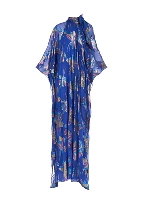 Taller Marmo Stevie bow-floral maxi kaftan - Blue