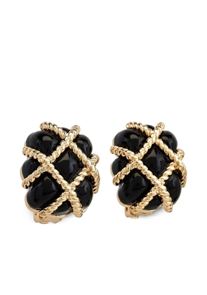 Kenneth Jay Lane quilted black clip-on earrings