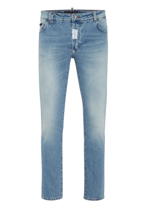 Philipp Plein logo-appliqué low-rise skinny jeans - Blue