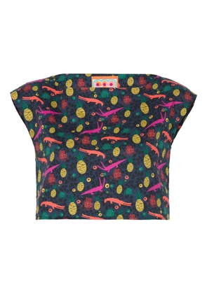 Lhd pineapple alligator print top - Blue