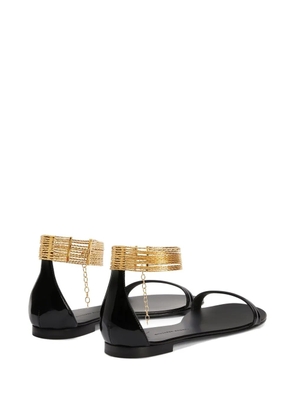 Giuseppe Zanotti Kay gold ankle-strap flat sandals - Black