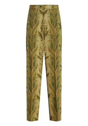 ETRO Foliage-jacquard tailored trousers - Green