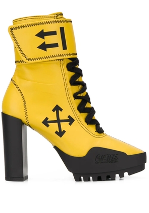 Off-White lace-up leather boots - Yellow