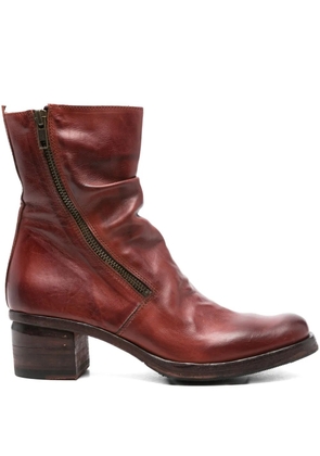 Shoto 50mm zipped block-heel ankle boots - Red