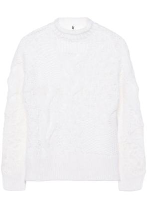 Ermanno Scervino lace-detail virgin wool blend jumper - White
