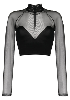Fleur Du Mal mesh mock-neck crop top - Black