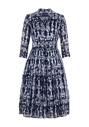 Samantha Sung Audrey chain-print belted dress - Blue