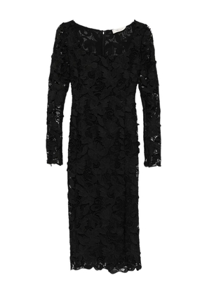 Blumarine floral-lace long-sleeves midi party dress - Black