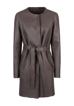 Desa 1972 sheepskin belted coat - Brown