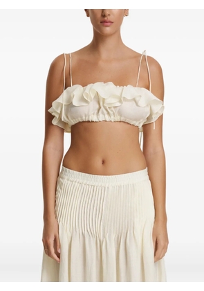 PNK ruffled-trim crop top - Neutrals