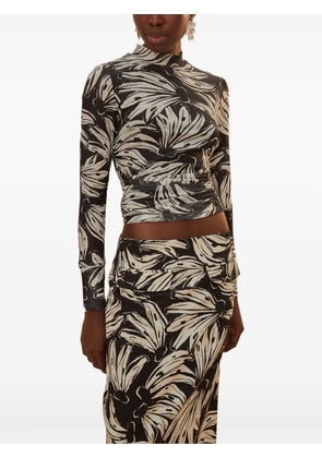 FARM Rio banana-print turtleneck T-shirt - Black