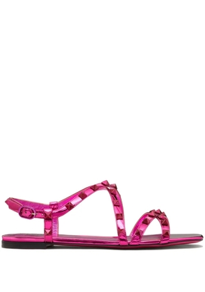 Valentino Garavani Rockstud mirrored leather sandals - Pink
