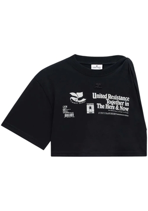 Courrèges asymmetric twist cropped T-shirt - Black