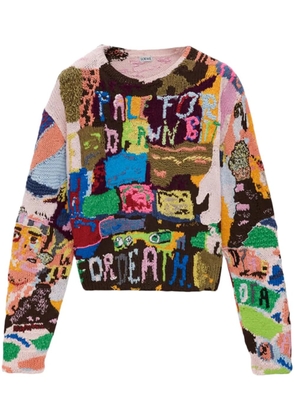 LOEWE graphic-knit wool sweater - Brown