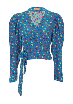 Lhd Odalys puffed sleeve floral blouse - Blue
