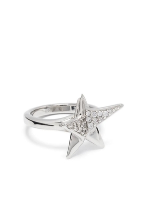 Ferragamo logo-engraved star-stud ring - Silver