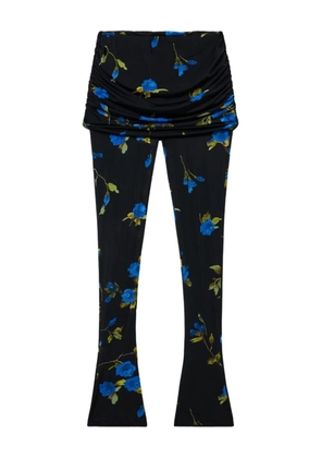 Blumarine floral-print gathered leggings - Blue
