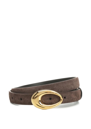 KHAITE oval-buckle suede belt - Brown