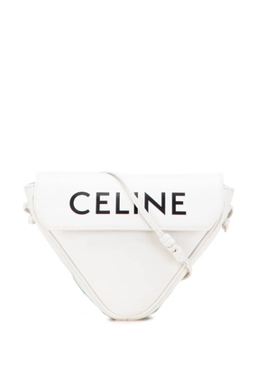 Celine Pre-Owned 2020 Smooth Calfskin Logo Triangle crossbody bag - White