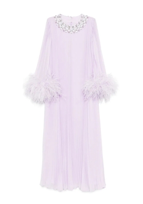 Self-Portrait chiffon feather-detail dress - Purple