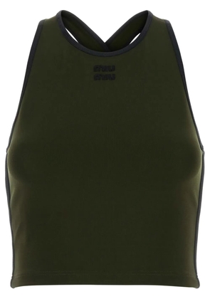 Miu Miu logo-embroidered top - Green